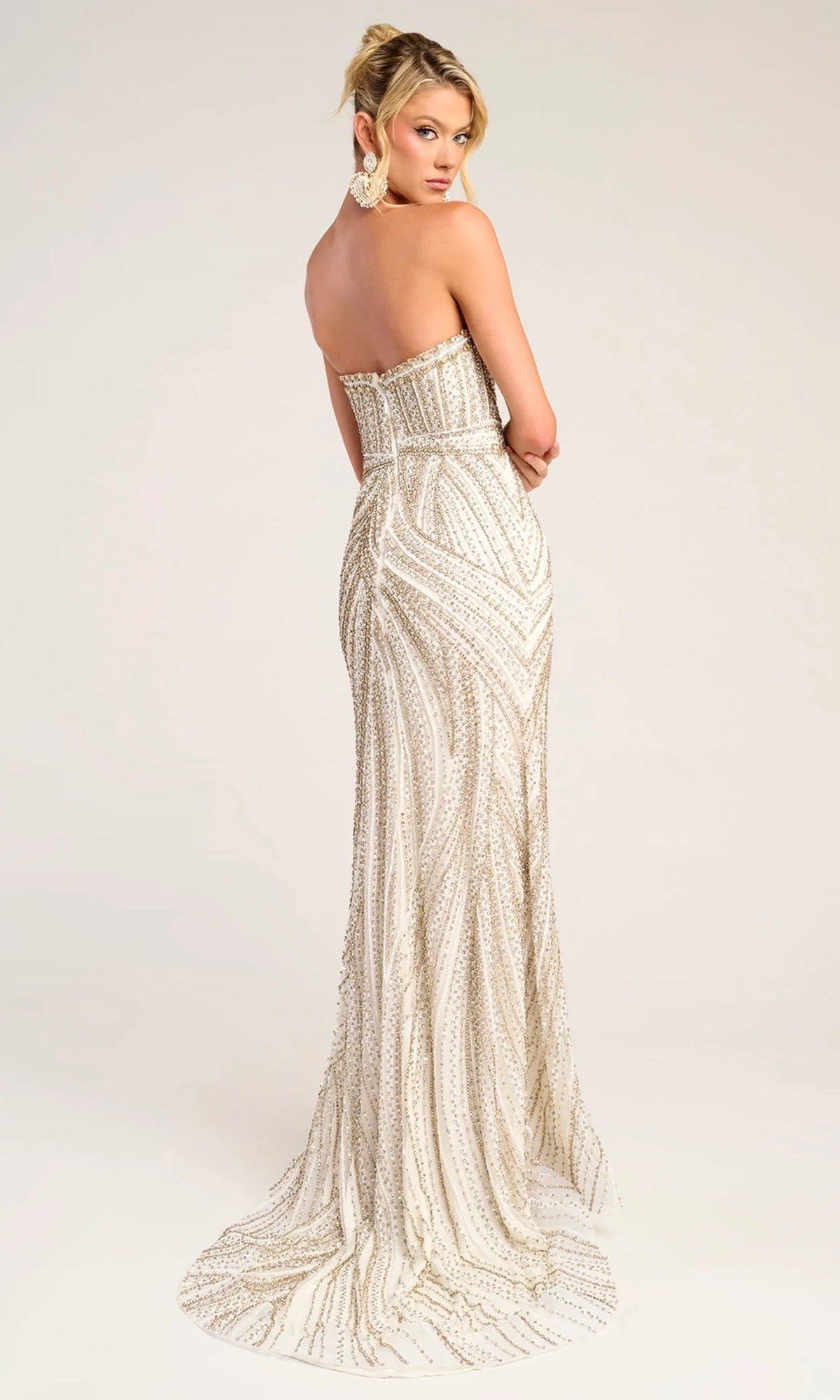 Portia and Scarlett PS26407C - Jeweled Ornate Plunge V-Neck Gown