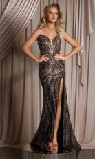 Portia and Scarlett PS26407C - Jeweled Ornate Plunge V-Neck Gown