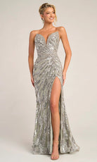 Portia and Scarlett PS26413C - Deep V-Neckline Shimmer Prom Dress