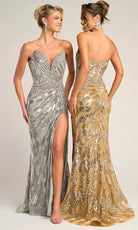 Portia and Scarlett PS26413C - Deep V-Neckline Shimmer Prom Dress