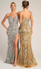 Portia and Scarlett PS26413C - Deep V-Neckline Shimmer Prom Dress