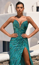 Portia and Scarlett PS26413C - Deep V-Neckline Shimmer Prom Dress