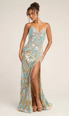 Portia and Scarlett PS26413C - Deep V-Neckline Shimmer Prom Dress