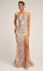 Portia and Scarlett PS26413C - Deep V-Neckline Shimmer Prom Dress