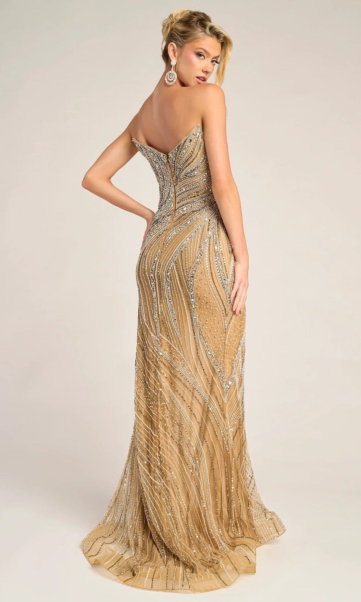 Portia and Scarlett PS26417C - Beaded Strapless Slit Gown