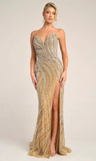 Portia and Scarlett PS26417C - Beaded Strapless Slit Gown