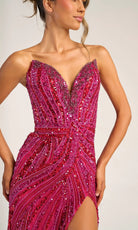 Portia and Scarlett PS26418C - Strapless Beaded Prom Dress With Slit