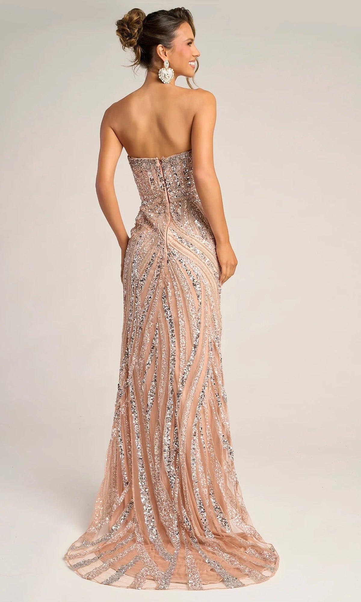 Portia and Scarlett PS26418C - Strapless Beaded Prom Dress With Slit