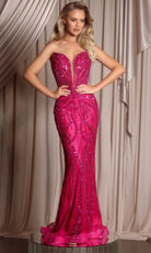 Portia and Scarlett PS26423C - Sheer Beaded Strapless Sheath Gown