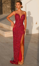 Portia and Scarlett PS26424C - Deep Sweetheart Sparkle Sheath Dress
