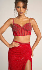 Portia and Scarlett PS26429C - Beaded Corset Fitted Two-Piece Dress - Silhouette Dresses