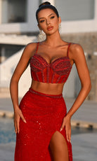 Portia and Scarlett PS26429C - Beaded Corset Fitted Two-Piece Dress - Silhouette Dresses