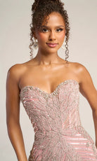Portia and Scarlett PS26435C - Strapless Leaf Embellished Long Dress - Silhouette Dresses