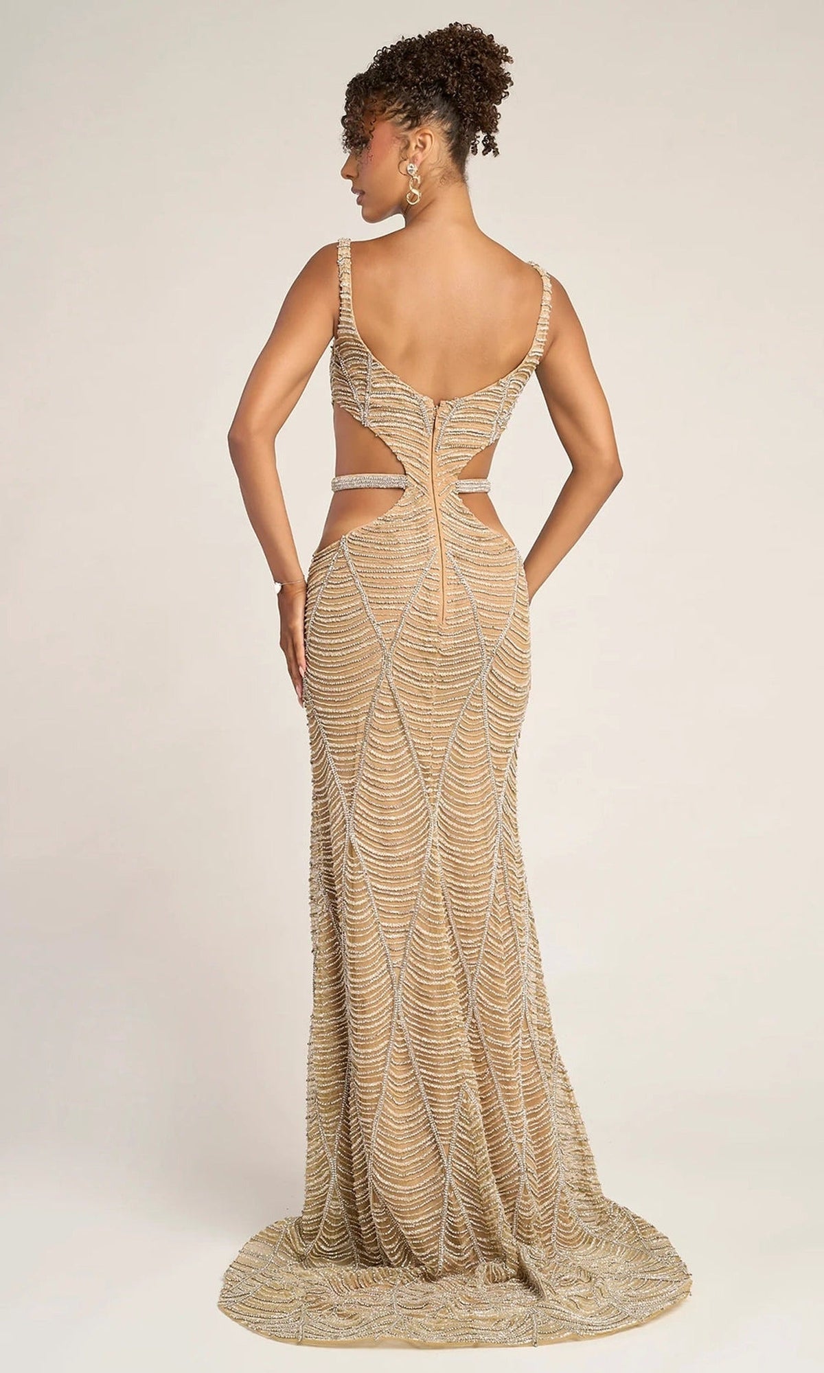 Portia and Scarlett PS26455C - Art Deco Beaded Gown with Cutouts