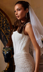 Portia and Scarlett PS26502 - Pearl Beaded Skirt Corset Mini Dress