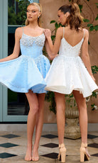 Portia and Scarlett PS26701 - Pearl Beaded Scoop Neck Short Dress - Silhouette Dresses