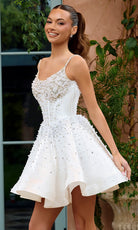 Portia and Scarlett PS26701 - Pearl Beaded Scoop Neck Short Dress - Silhouette Dresses