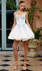 Portia and Scarlett PS26701 - Pearl Beaded Scoop Neck Short Dress - Silhouette Dresses