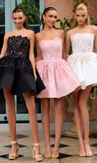 Portia and Scarlett PS26714 - Floral Lace Detail A-Line Cocktail Dress - Silhouette Dresses