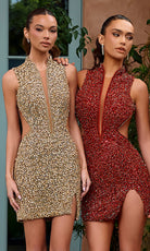 Portia and Scarlett PS26803C - High Neck Illusion Front Beaded Dress