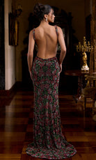 Portia and Scarlett PS26850C - V-Neckline Floral Beaded Evening Gown