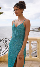 Portia and Scarlett PS26853C - Spaghetti Strap Linear Embellished Gown