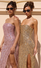 Portia and Scarlett PS26854C - Linear Beaded Column Evening Gown - Silhouette Dresses