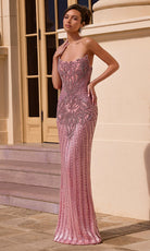 Portia and Scarlett PS26863C - Column Strapless Linear Beaded Gown - Silhouette Dresses