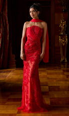 Portia and Scarlett PS26900E - Floral Embellished Sheath Evening Gown
