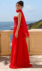 Portia and Scarlett PS26902E - Floral Embroidered Pleated A-Line Gown - Silhouette Dresses