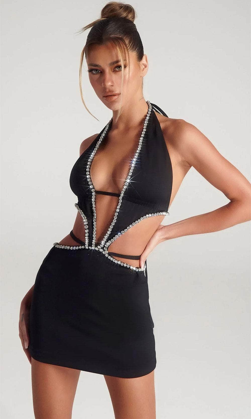 Portia and Scarlett PS306B - Halter Cutout Cocktail Dress - back view