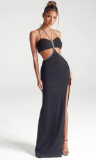 Portia and Scarlett PS317B - Open Back Halter Evening Dress