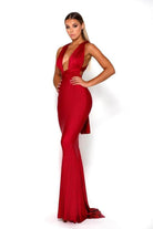 Portia and Scarlett PS6110 - Plunging Neck Sheath Formal Dress