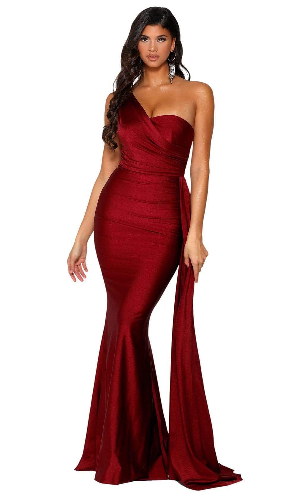 Portia and Scarlett - PS6321 One Shoulder Fitted Evening Gown - back view