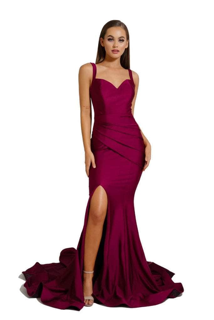 Portia and Scarlett - PS6339 Sleeveless V-Neck Simple Prom Mermaid Gown - Silhouette Dresses