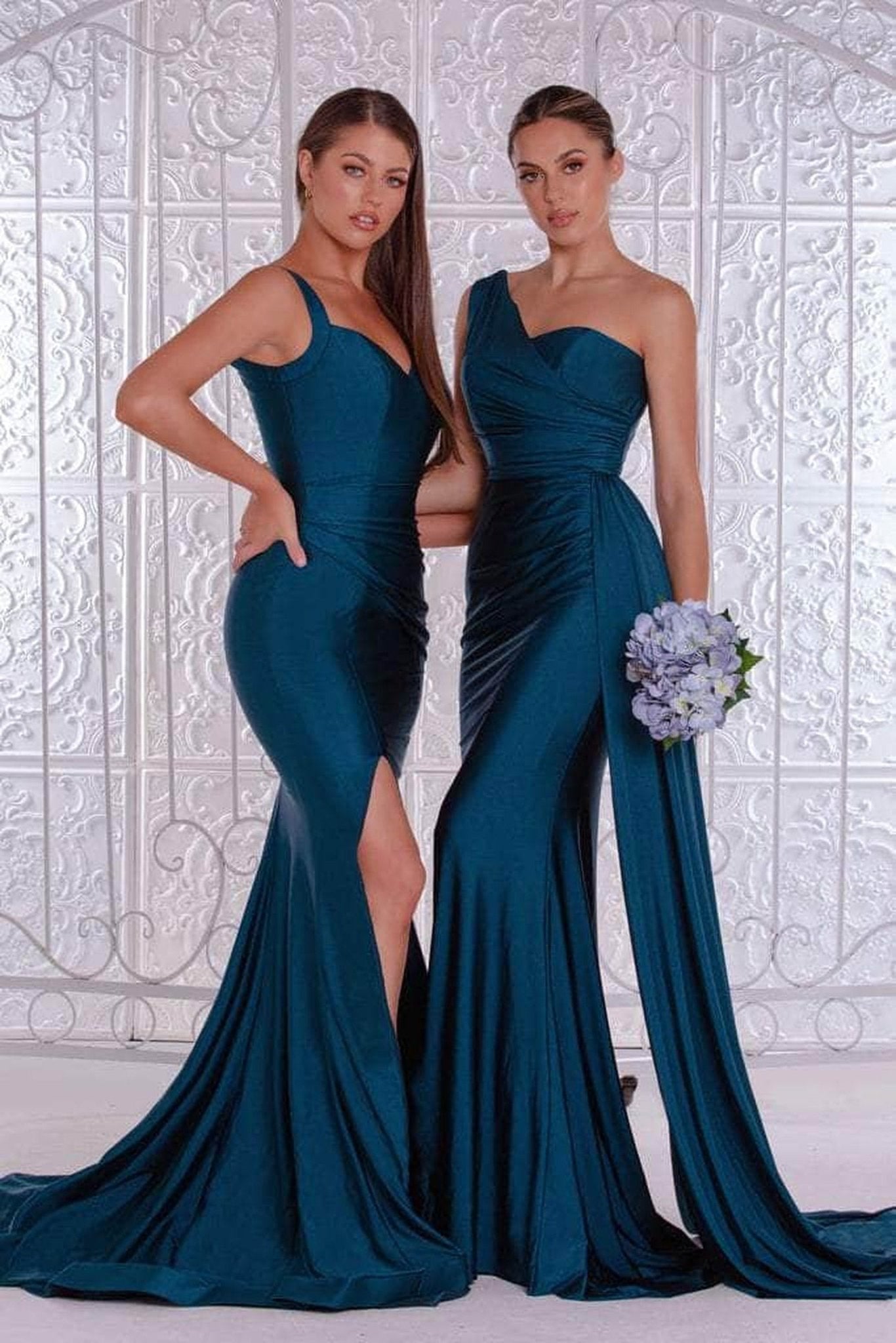 Portia and Scarlett - PS6339 Sleeveless V-Neck Simple Prom Mermaid Gown - Silhouette Dresses