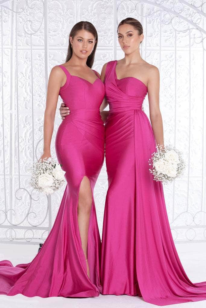 Portia and Scarlett - PS6339 Sleeveless V-Neck Simple Prom Mermaid Gown - Silhouette Dresses