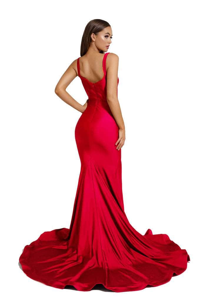 Portia and Scarlett - PS6339 Sleeveless V-Neck Simple Prom Mermaid Gown - Silhouette Dresses