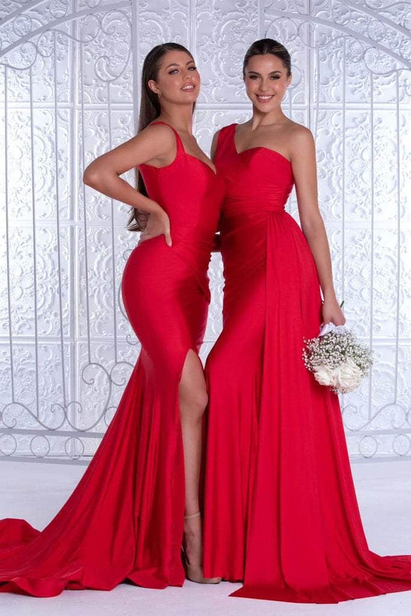 Portia and Scarlett - PS6339 Sleeveless V-Neck Simple Prom Mermaid Gown - Silhouette Dresses