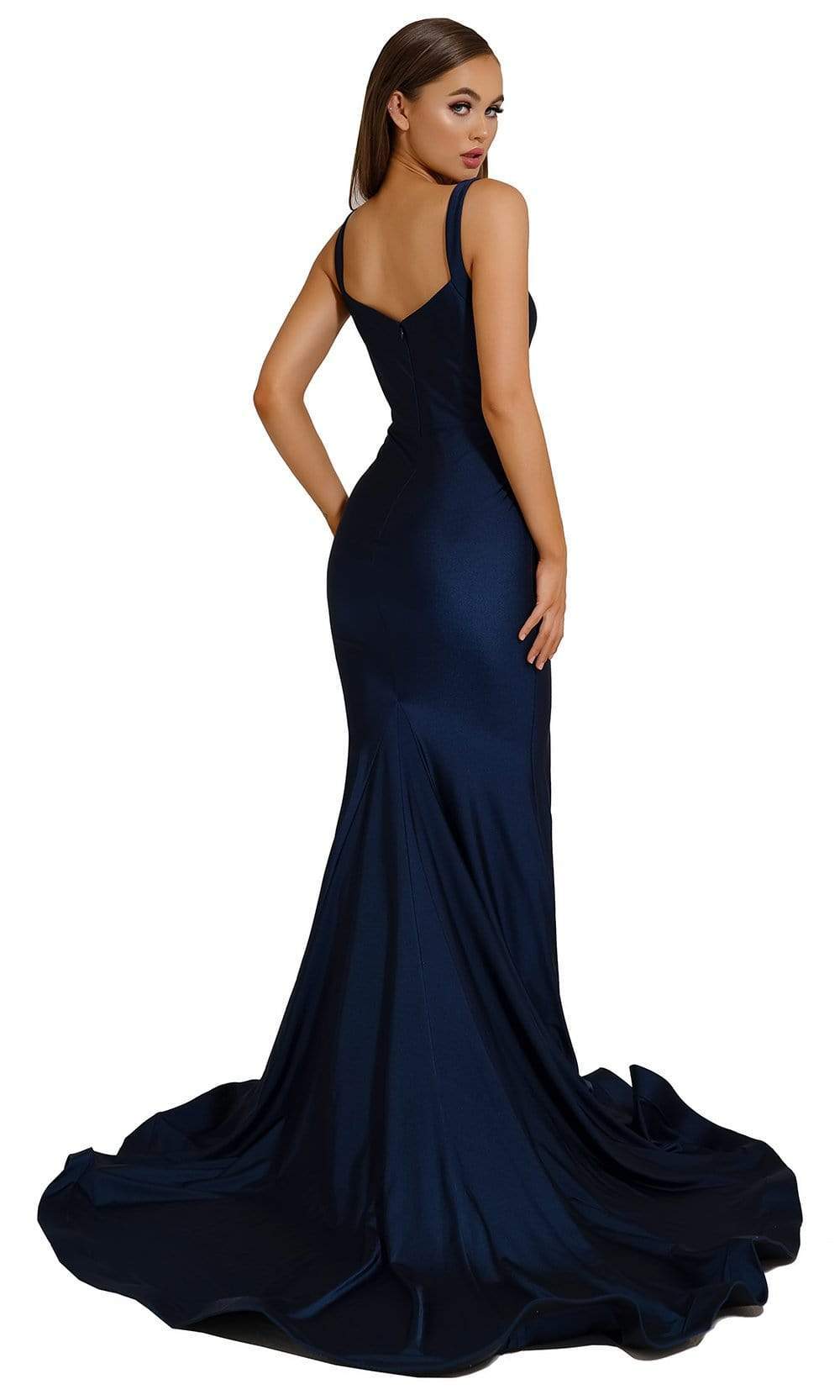Portia and Scarlett - PS6339 Sleeveless V-Neck Simple Prom Mermaid Gown - Silhouette Dresses