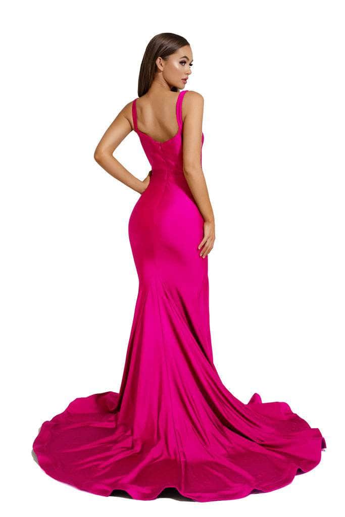Portia and Scarlett - PS6339 Sleeveless V-Neck Simple Prom Mermaid Gown - Silhouette Dresses