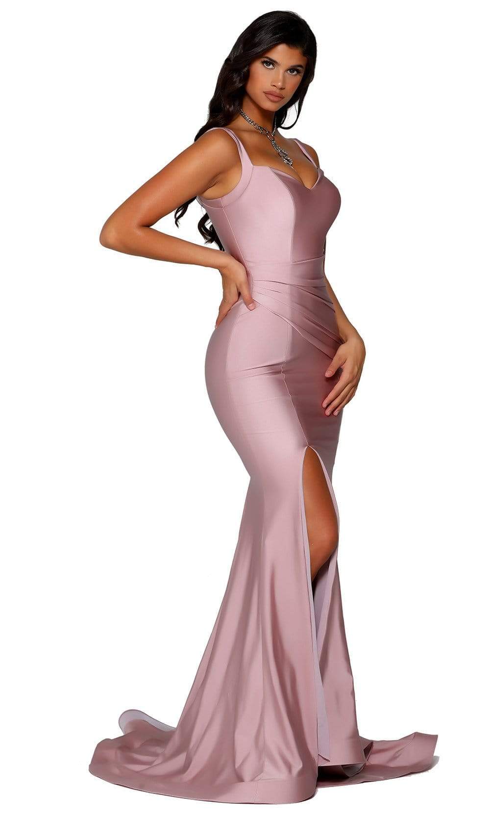 Portia and Scarlett - PS6339 Sleeveless V-Neck Simple Prom Mermaid Gown - Silhouette Dresses