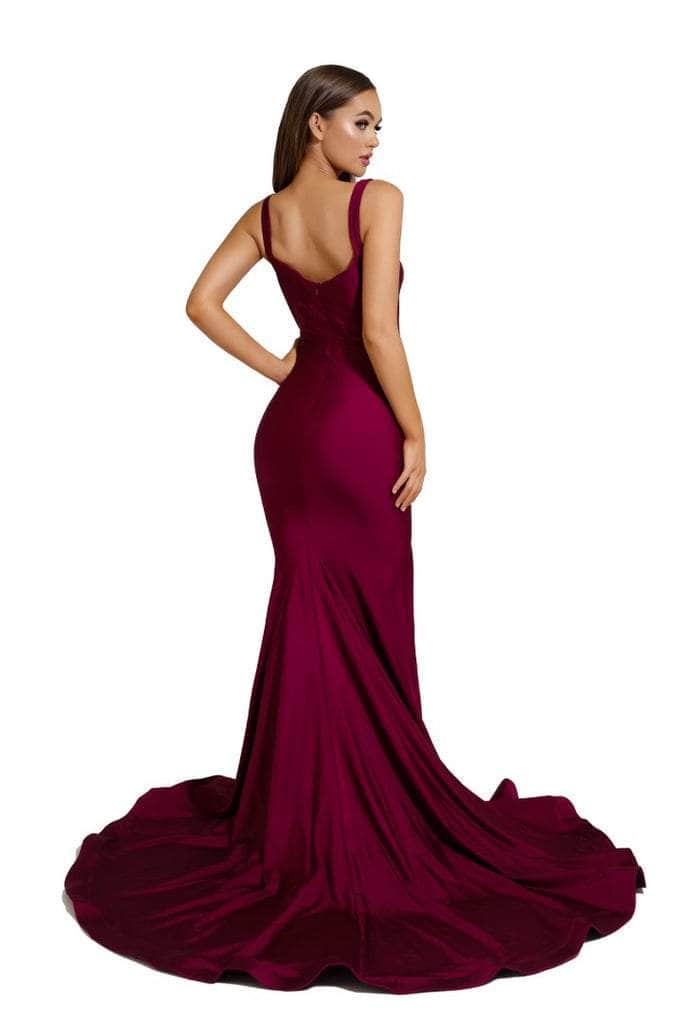 Portia and Scarlett - PS6339 Sleeveless V-Neck Simple Prom Mermaid Gown - Silhouette Dresses