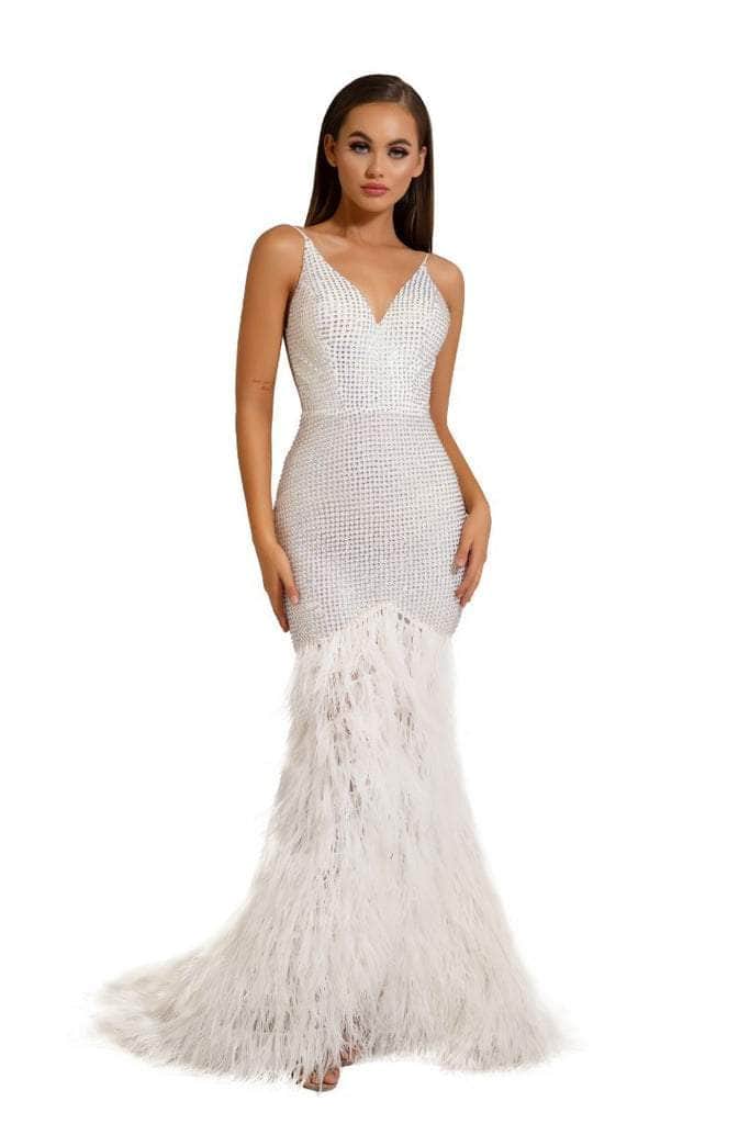 Portia and Scarlett - PS6826 V Neck Feathered Dress - view 5