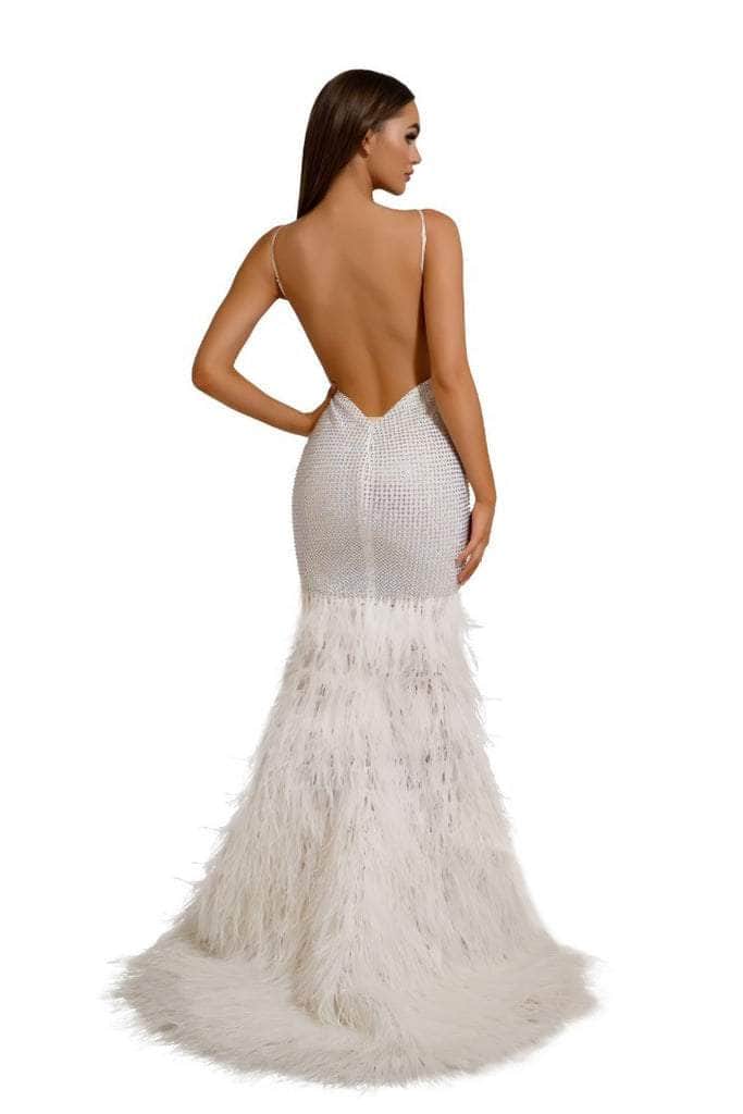 Portia and Scarlett - PS6826 V Neck Feathered Dress - view 6