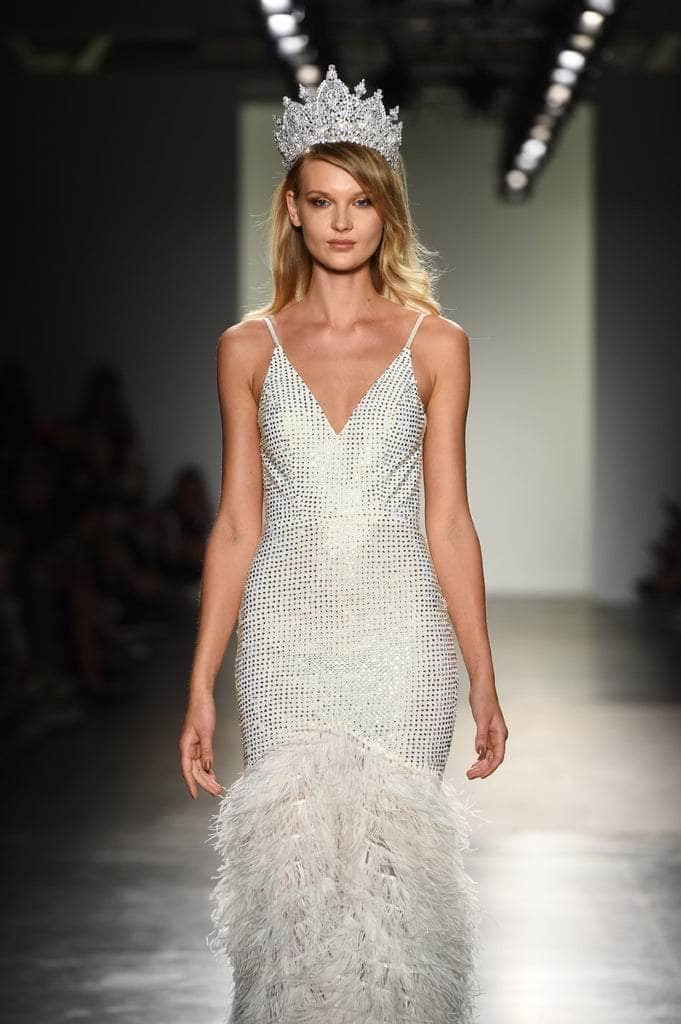 Portia and Scarlett - PS6826 V Neck Feathered Dress - view 7
