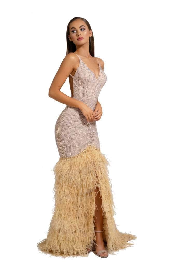 Portia and Scarlett - PS6826 V Neck Feathered Dress - view 11