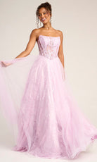 Portia and Scarlett XO023 - Scoop Neck Floral Lace Prom Dress