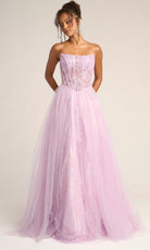 Portia and Scarlett XO023 - Scoop Neck Floral Lace Prom Dress