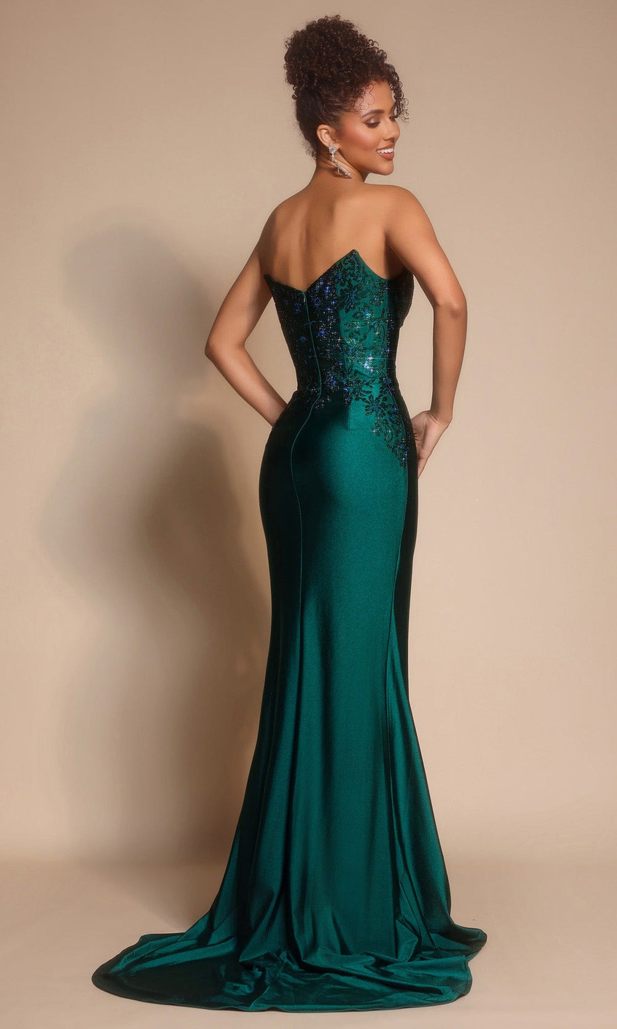 Portia and Scarlett XO067 - Beaded Strapless V-Neck Gown